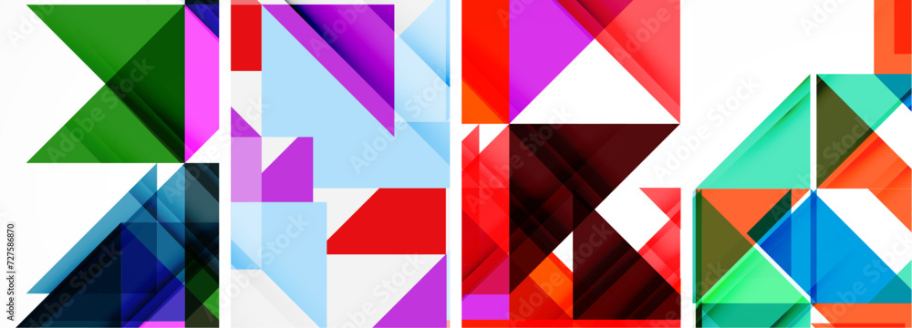 Triangle poster geometric background set Triangle poster geometric background set