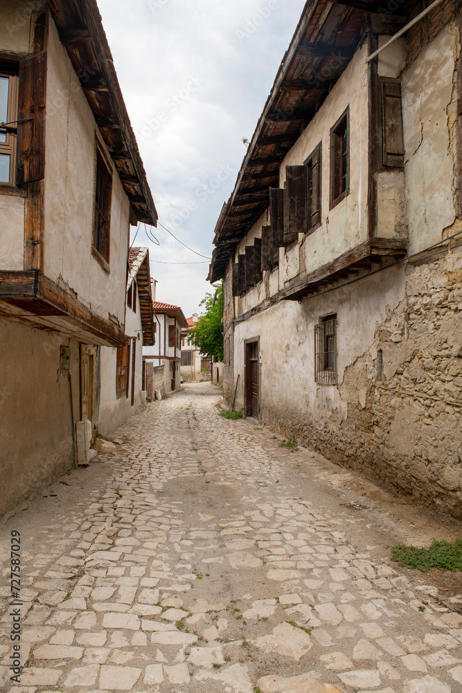 Traditional ottoman house in Safranbolu.historical stone stairs and old ottoman mansion. Safranbolu UNESCO World Heritage Site. Old wooden mansion. Ottoman architecture