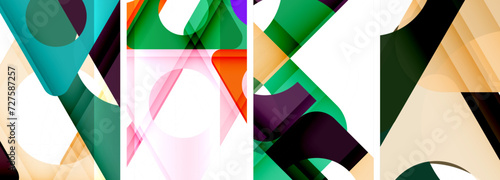 Abstract background set featuring captivating triangles. Harmonious blend of geometry and style, these designs bring modern flair