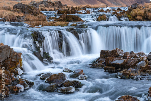 Waterfall on the River Foss  lar  Iceland