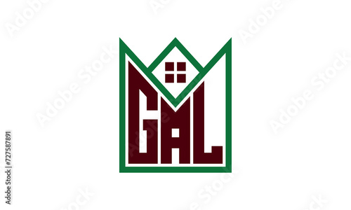 GAL initial letter real estate builders logo design vector. construction ,housing, home marker, property, building, apartment, flat, compartment, business, corporate, house rent, rental, commercial