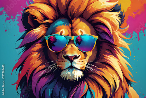 lion wearing sunglasses. Generative AI