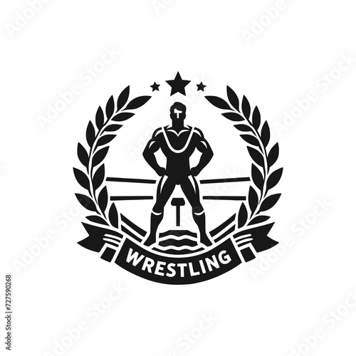 wrestling sport logo vector illustration template design photo