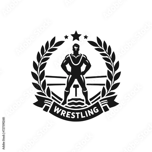 wrestling sport logo vector illustration template design