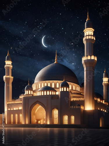 generative ai beautiful mosque poster ramadan kareem