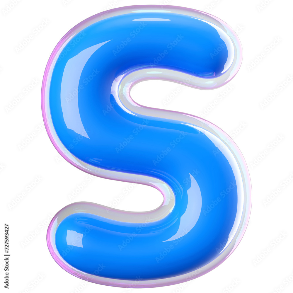 3d font bubble blue . letter S 3d font bubble blue . letter S