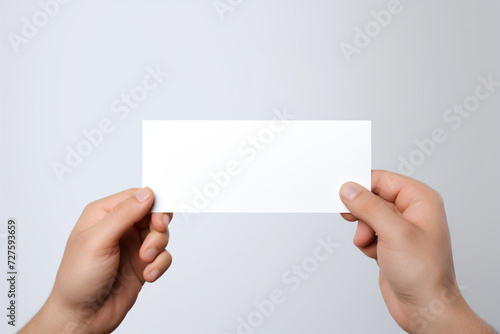 1 white plan blank card with the size of 3.625inch x 2.25inch in horizental shape and the white background like very realsitic