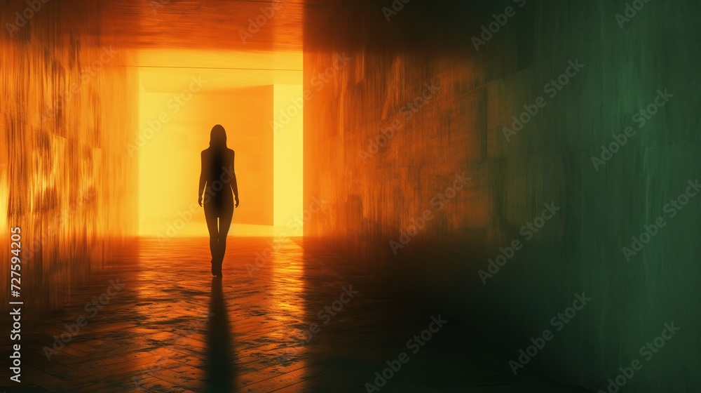 Social Anxiety Aura: In a lively room, a woman with social anxiety casts a solitary shadow, her figure distinct amidst blurred surroundings. Social Anxiety Aura: In a lively room, a woman with social anxiety casts a solitary shadow, her figure distinct amidst blurred surroundings.