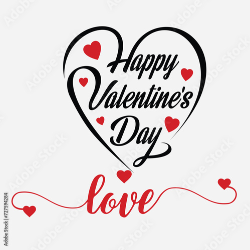 Wallpaper Mural Happy Valentine's Day with a heart-shaped invitation card. Happy Valentine's Day vector illustration. Torontodigital.ca