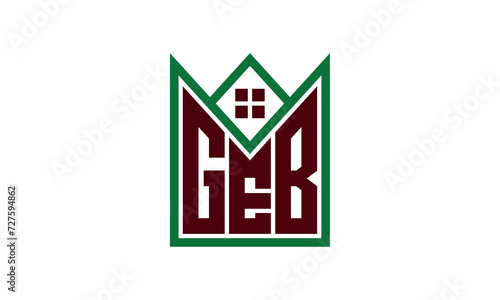 GEB initial letter real estate builders logo design vector. construction ,housing, home marker, property, building, apartment, flat, compartment, business, corporate, house rent, rental, commercial