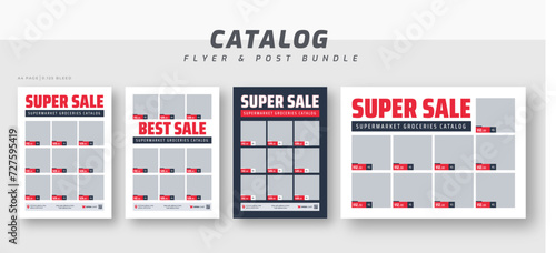 Supermarket product sale catalog flyer template bundle design