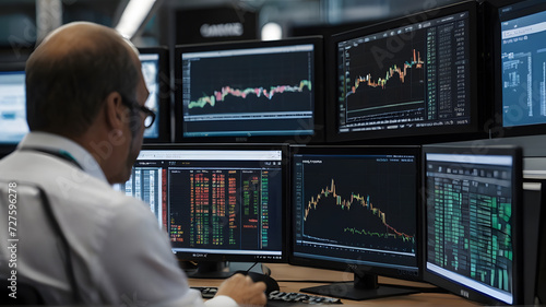 Stock exchange and stock trader. Trading analysis graph stock market trading, stock chart concept