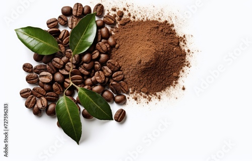 A photograph of two piles of coffee beans placed next to each other.