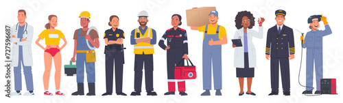 Set of characters of men and women of various professions. People working in various fields of work. Occupation