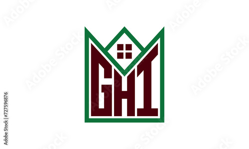GHI initial letter real estate builders logo design vector. construction ,housing, home marker, property, building, apartment, flat, compartment, business, corporate, house rent, rental, commercial