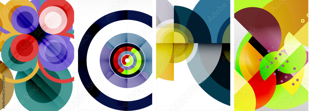 Set of circles geometric abstract posters. Abstract backgrounds for wallpaper, business card, cover, poster, banner, brochure, header, website Set of circles geometric abstract posters. Abstract backgrounds for wallpaper, business card, cover, poster, banner, brochure, header, website