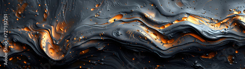 Close Up of a Black and Orange Painting