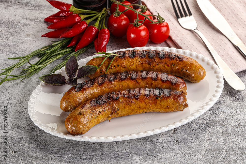 Grilled meat sausages with spices Grilled meat sausages with spices