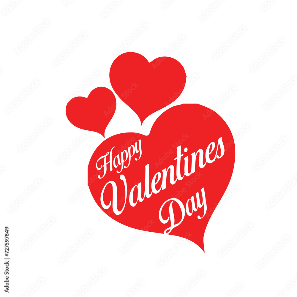 Happy Valentine's Day with a heart-shaped invitation card. Happy Valentine's Day vector illustration.