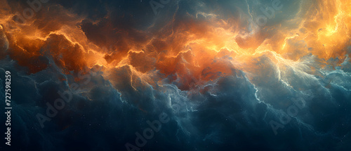 Painting of Clouds With Orange and Blue Colors