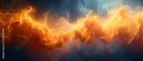 Orange and Blue Background With Clouds and Stars
