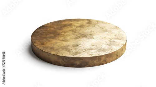Stone podiums for products display. Rock platforms, Golden yellow marble with glossy shine isolated on white background.