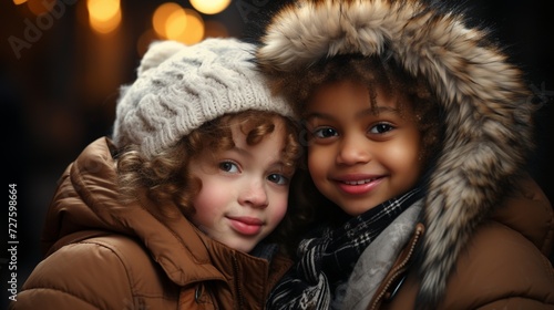 Little girl beauty black skin and white skin diversity friendship © Montalumirock