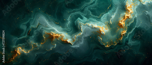 Abstract Painting With Gold and Green Colors