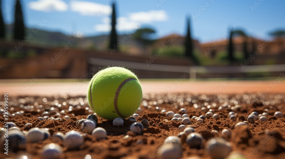 Tennis ball on rock surface outdoor
