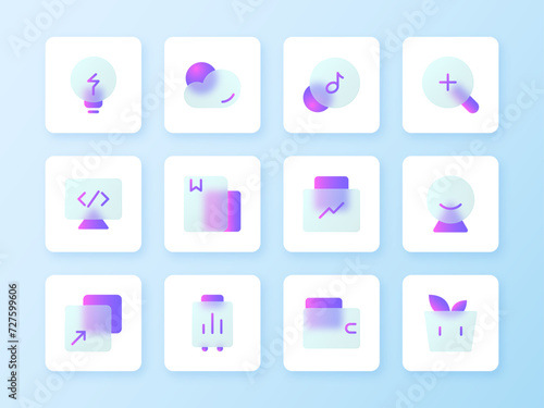 Modern Glassmorphism Phone Icon Collection