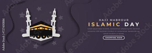 Hajj Mabrour Islamic Day Paper cut style Vector Design Illustration for Background, Poster, Banner, Advertising, Greeting Card