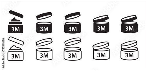 Period after opening icon set. Period after opened symbols expiration date packaging symbols. Vector stock illustration. Cosmetic PAO sign. Cosmetic cream expiration after open month periodic.