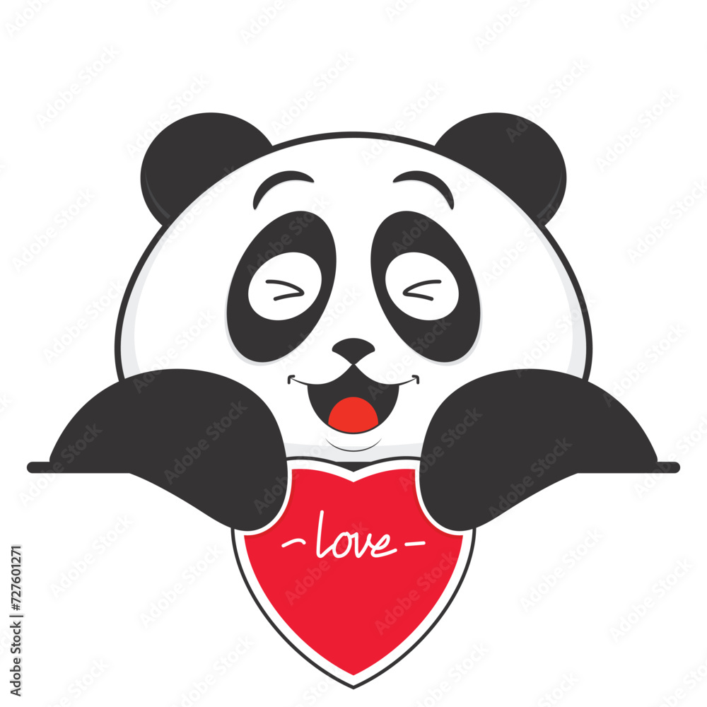 panda smile holding heart cartoon cute panda smile holding heart cartoon cute