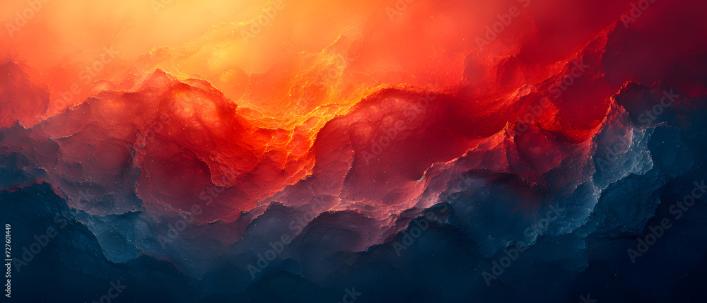 Red and Blue Background With Clouds in the Sky