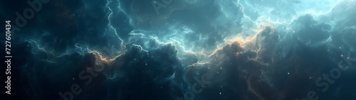 Blue and Black Background With Clouds and Stars