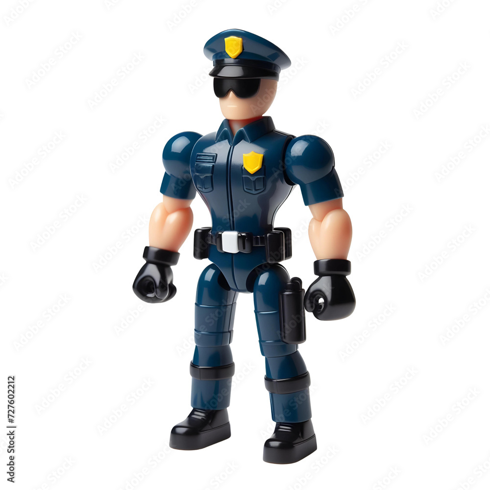 Plastic toy figure Police isolated on transparent background Plastic toy figure Police isolated on transparent background