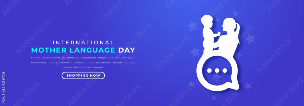 International Mother Language Day Paper cut style Vector Design Illustration for Background, Poster, Banner, Advertising, Greeting Card - obrazy, fototapety, plakaty 