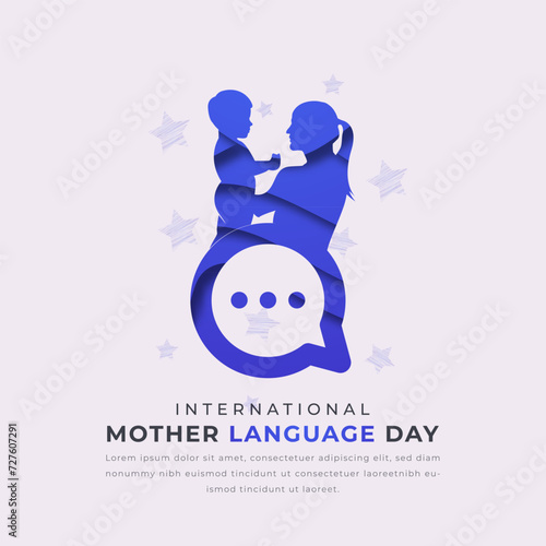 International Mother Language Day Paper cut style Vector Design Illustration for Background, Poster, Banner, Advertising, Greeting Card