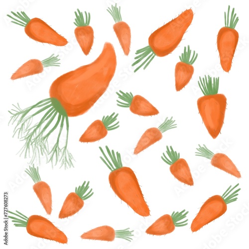 watercolor hand drawn seamless pattern with carrots