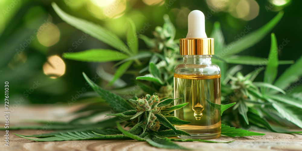 Essential oil drops from the leaves in dark glass transparent bottle and fresh canabis leaves on background. Aromatherapy organic herbal treatment medical treatment serum natural face and body care Essential oil drops from the leaves in dark glass transparent bottle and fresh canabis leaves on background. Aromatherapy organic herbal treatment medical treatment serum natural face and body care
