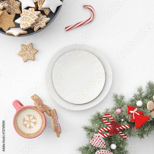 Plates Cookies Hot Chocolate Christmas Table