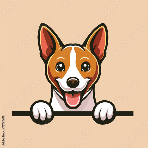 Basenji peeking face illustration vector
 photo