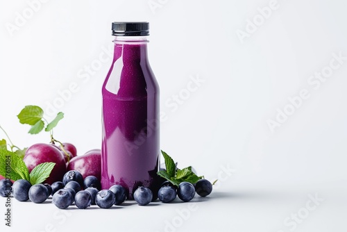 Blueberries and yogurt in a glass jar, a delicious and healthy fruit dessert with fresh, ripe berries, creating a sweet and juicy beverage