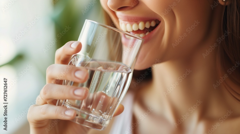 close-up woman drinking water close-up woman drinking water
