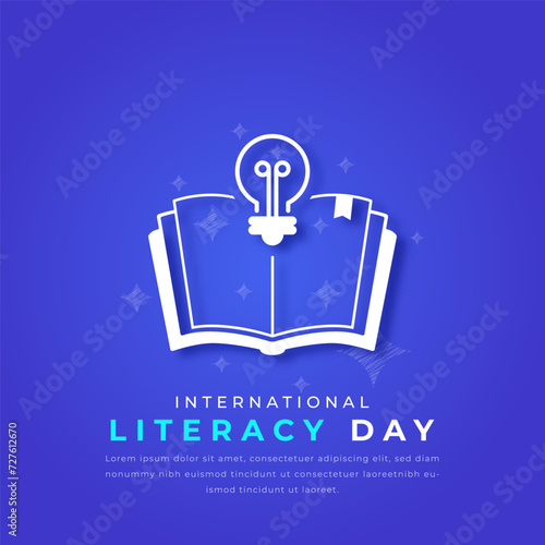 International Literacy Day Paper cut style Vector Design Illustration for Background, Poster, Banner, Advertising, Greeting Card