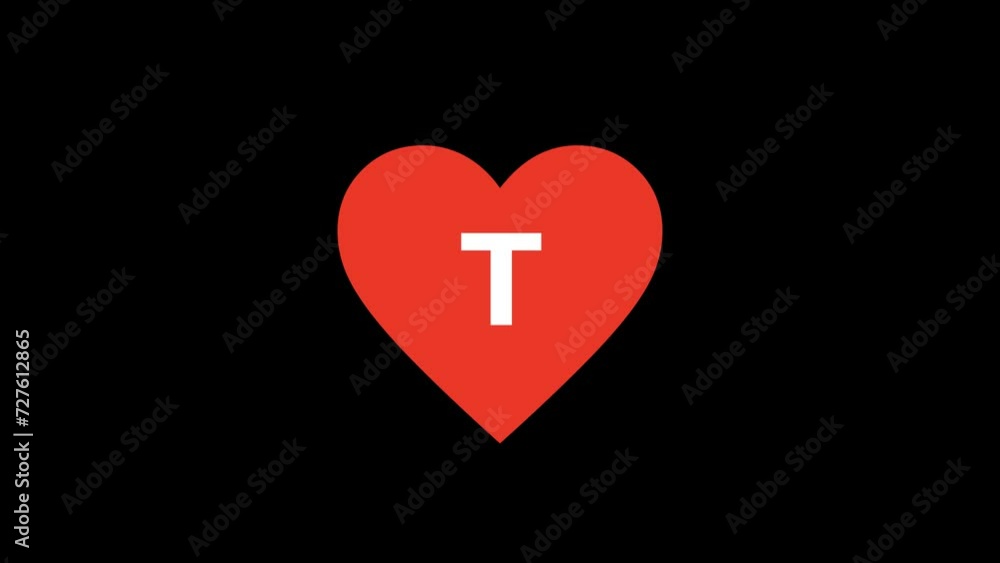 Letter T in Heart Animation with transparent background Letter T in Heart Animation with transparent background