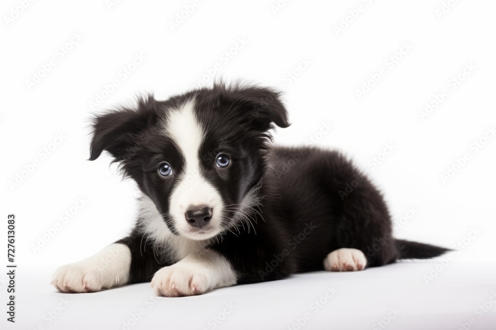border collie puppy, black and white dog. shepherd breed, pet.