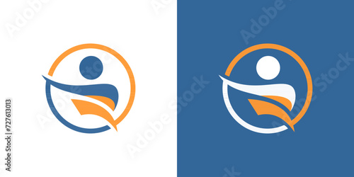 Person in circle round icon logo abstract human isolated graphic