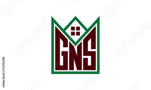 GNS initial letter real estate builders logo design vector. construction ,housing, home marker, property, building, apartment, flat, compartment, business, corporate, house rent, rental, commercial photo
