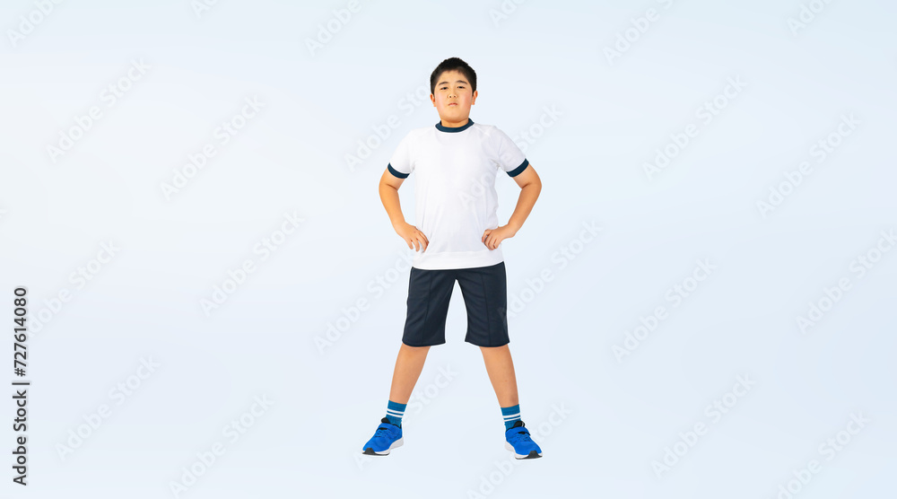 Obraz premium 体操服を着た男の子(切り抜き背景透過PNGも販売しております。作成者リンクから「PNG」で検索してください)